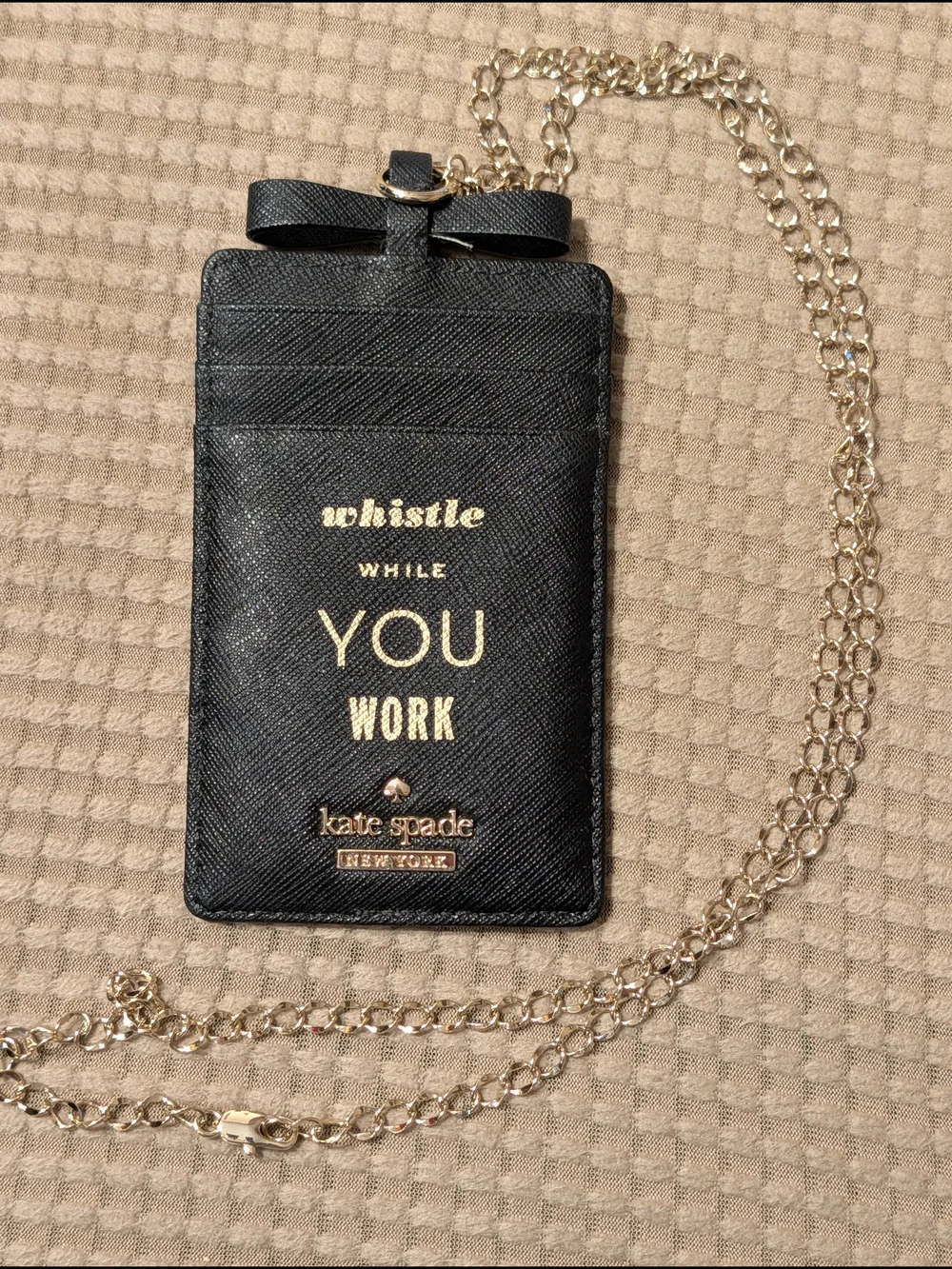 kate spade black 'Whistle While You Work' Card Holder Laynard